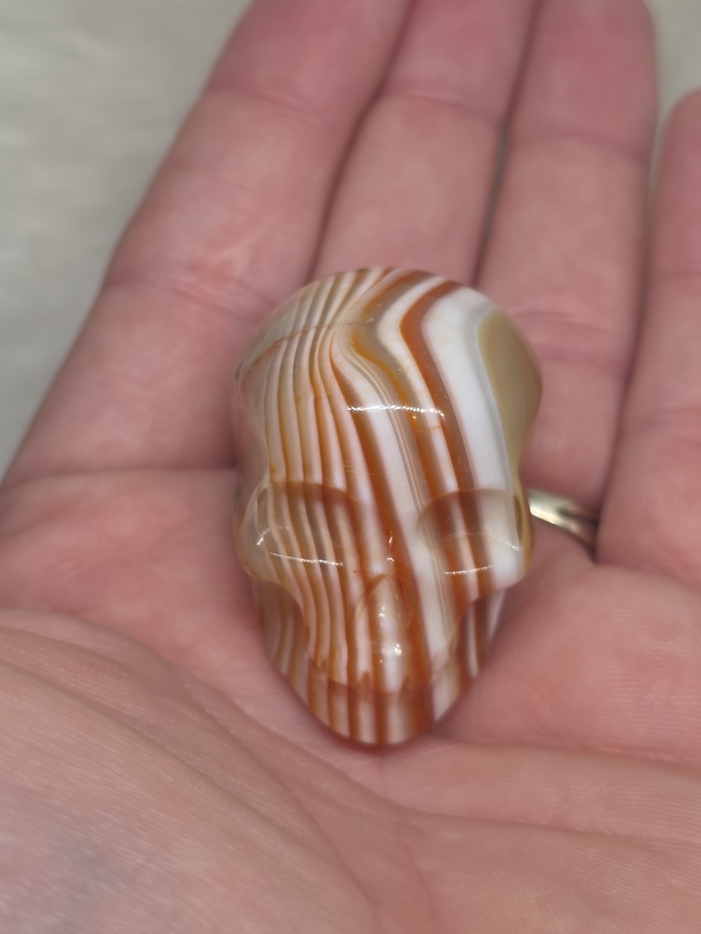 💀 Madagascar Banded Carnelian Skull | Premium Crystal Skull | Collector Alter - Picture 7 of 8